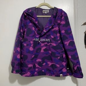BAPE PURPLE CAMO RAIN COAT HALF ZIP